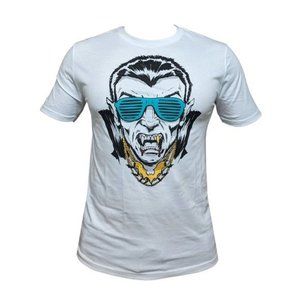Men's Dracula Graphic Print Athletic Fit T-shirt White‎ Top